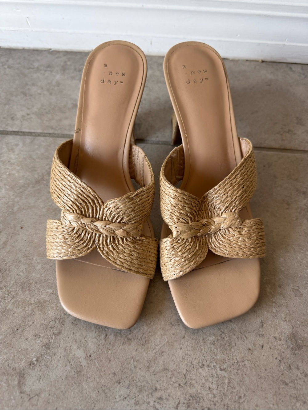 a new day Natural Braided Slide Heels